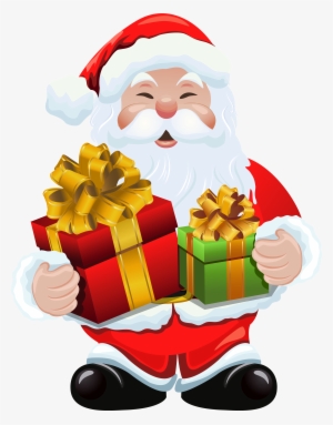 Claus With Gifts Png Clipart Image Gallery - Santa Claus With Christmas Tree And Gifts Clipart