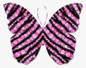 Pink And Black Circles Butterfly Clipart - Zazzle Papillon & Orchidée Roses Tongs