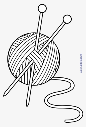knitting yarn needles lineart clip art - simple drawing of wool