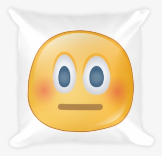 Expressive Blushing Emoji Square Stuffed Pillow - Smiley