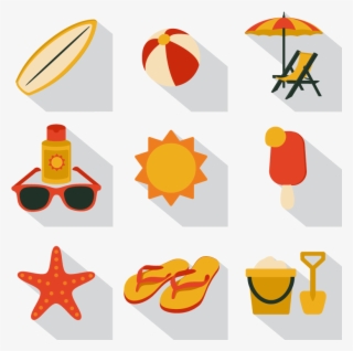 Vector Elements 9 Square Icon Vector Summer Vacation - Vector Graphics