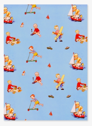 Sky Blue Wrapping Papper - Cartoon