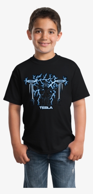 Youth Black Nikola Tesla, Mad Scientist T-shirt - T Shirt Model Boy Transparent