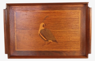 Vintage Inlaid Wood Serving Tray Quail - Plank