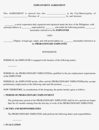 Employment Contract - Template Employment Contract Philippines