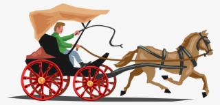 Vector Illustration Of Horse And Buggy Carriage Trotting - Horsecart Clipart