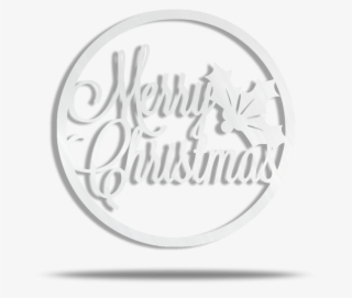 Merry Christmas Circle Steel Wall Sign - Calligraphy