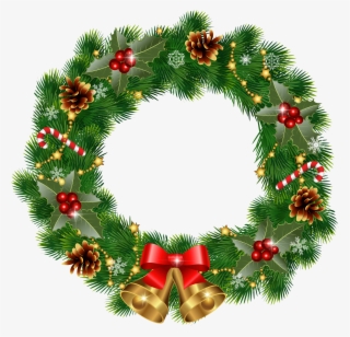 Christmas Wreath With Bells Png Clipart Image - Christmas Wreath Clipart