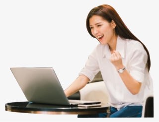 Asian Business Women Using Notebook And Smiling Happy - ธุรกิจ ที่ ไม่ ต้อง ลงทุน
