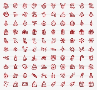 Series Of 100 Hand-drawn Christmas And New Year Icons - Wordsearch For Language Features