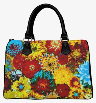 Beautiful Colorful Dahlia Flower Art Boston Handbag