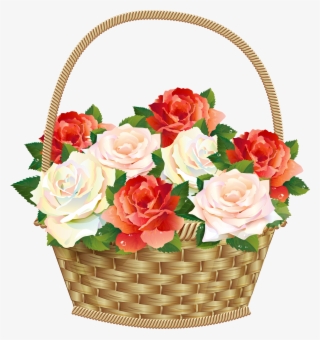 Roses In Png Clipart - Free Clipart Basket Of Flowers
