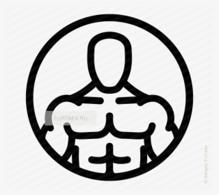 Vector Icon Of Bodybuilder Against Circle - Vector Graphics