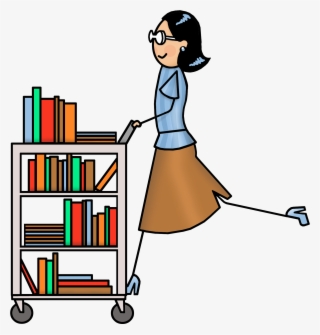 Clipart Library Librarian - Library Book Cart Clip Art