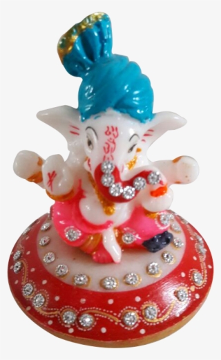 Nakoda Handicrafts Chowki Ganesh With Blue Turban - Figurine