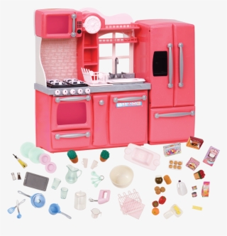 Gourmet Kitchen Set Pink - Our Generation Kitchen For Dolls