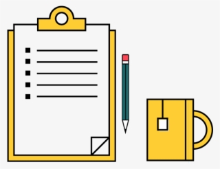 Checklist And Pencil Icon Symbolic Of Process Of Determining - Diagram