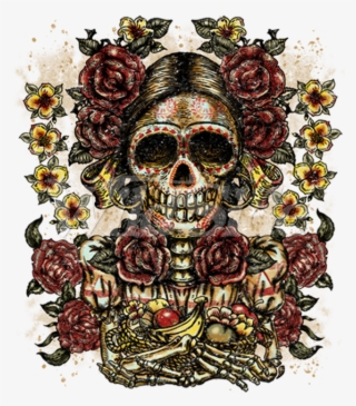 Lady Face Roses Flowers Day Of The Dead - Calavera Azteca Mujer