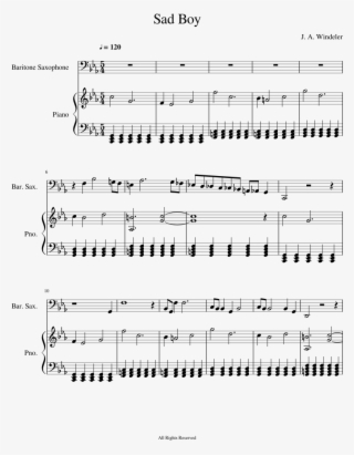 Sad Boy Sheet Music For Piano, Baritone Saxophone Download - Piano