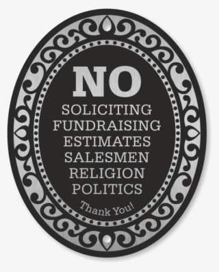 No Soliciting Thank You Diamondplate Door Sign - Circle
