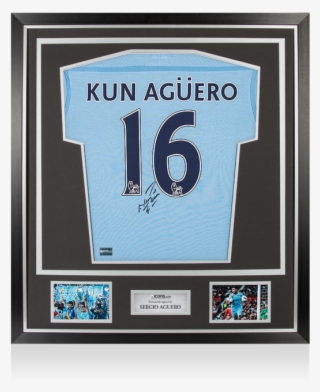 Sergio Aguero Back Signed Manchester City 2011-12 Home - Chelsea Jersey Frame