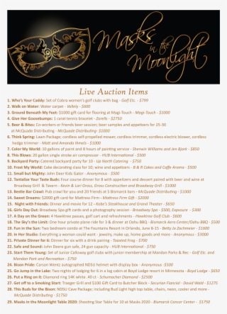 2019 Masks In The Moonlight Live Auction Items Are - Document