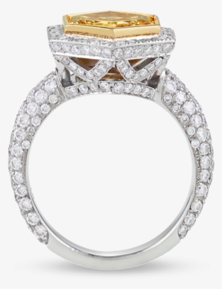 Hexagon Fancy Intense Yellow Diamond Ring, - Ring