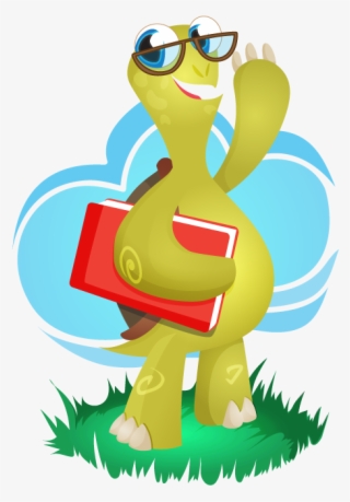 This Cartoon Genius Looking Turtle Holding A Book Clip - Public Domain Commercial Use Cartoon