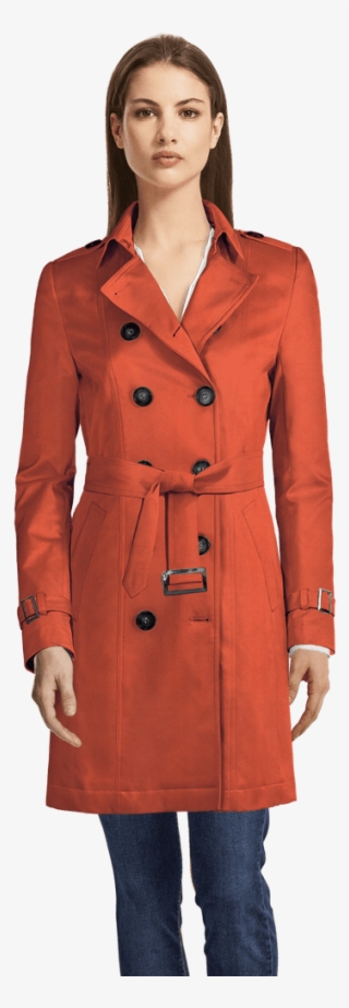 Red Trenchcoat-view Front - Women's Bermuda Shorts Suits