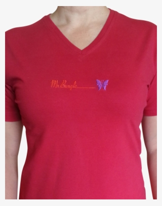 Mr Bungle "butterfly" Ladies Red V Neck T Shirt