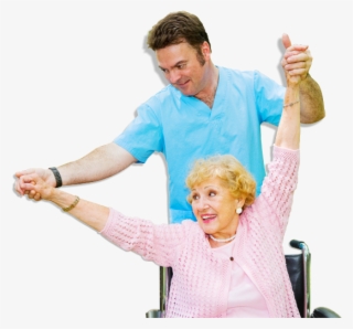 Caregiver Assisting Elderly Senior To Exercise - Diakonie