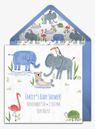 Watercolor Animals Online Invitation - Indian Elephant