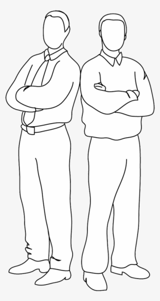 Two People Standing Back To Back Clipart - People Back To Back Drawing