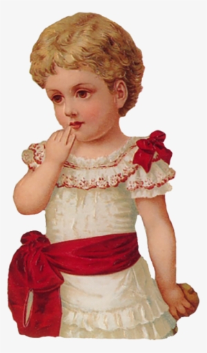 Little Red Girl Victorian Scrap - Vintage Victorian Girl Transparent