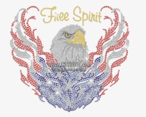 Flying Bald Eagle For Freedom Iron-on Rhinestone Transfer - Bald Eagle
