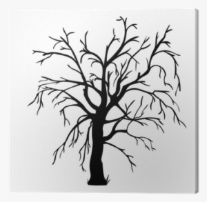 Vector Black Silhouette Of A Bare Tree Canvas Print - Silhouettes Of 2 Bare Trees
