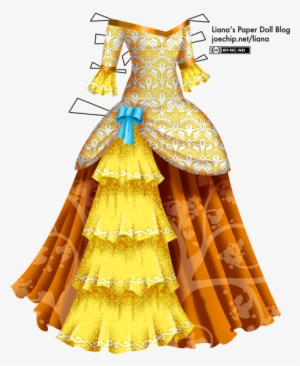 A Masquerade Gown With A Bodice With A Yellow Damask - Liana's Paper Dolls