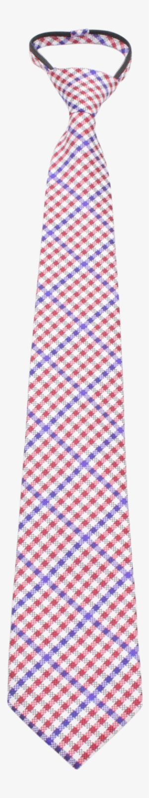 Red, White, And Blue Gingham Patterned Zipper Tie - Blue