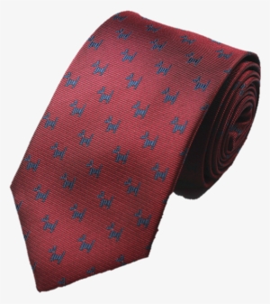 Red Necktie With Blue Dogs - Silk