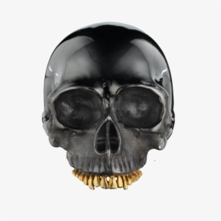 Yellow Gold And Sterling Silver Black Skull Ring By - Skull