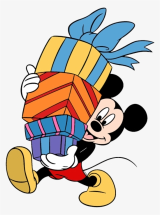 Mickey Mouse Carrying Pile Of Gifts - Mickey Mouse Carrying Presents