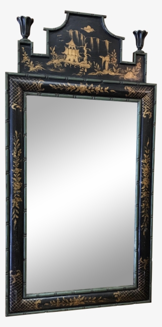 Chinoiserie Black And Gold Mirror Made In Italy - Antique