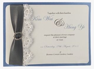 'kim' White Lace Trim Invitation - Silver
