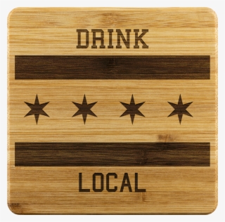 Chicago Flag Drink Local Bamboo Coaster - Chicago Flag Png