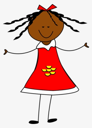 Girl In Red Dress Clipart