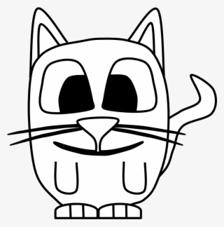 Cat, Kitten, Big Eyes, Black And White, Cartoon Animal, - Cartoon