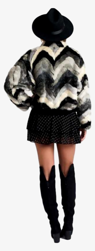 Multi-grey Faux Fur Coat - Miniskirt