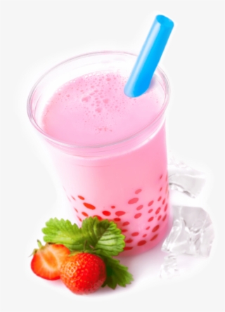 Boba Tea Blended Glass Of Frothy Strawberry Bubble - Strawberry Bubble Tea