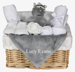 Cute Zebra Themed Baby Gift Basket With Personalised - Wicker