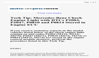 Mercedes Benz Check Engine Light With Dtcs Tip - Re Export Reject Letter